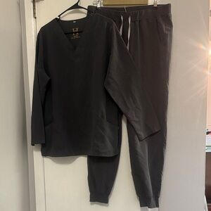 Grey Scrub Top and Jogger Set